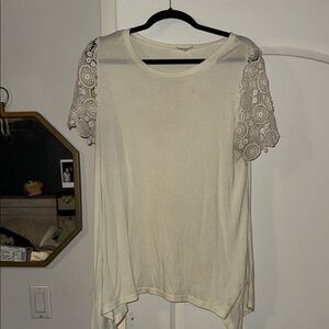 Elegant Cream Lace Sleeve Top